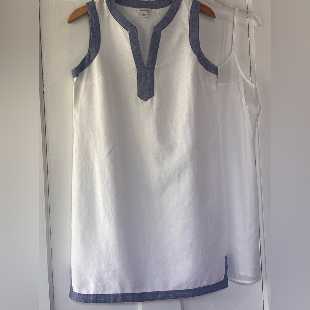 Nautica White Dress with Blue Accents NWT size Small